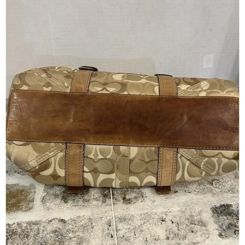 Y2K Coach Chelsea Optic Signature Turn Lock Satchel 10995 Tan Braided Handles